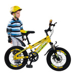 Load image into Gallery viewer, 16-Inch Kids Bike - Unisex Alloy Steel Bicycle with Caliper Brakes, Blue & Yellow, Ages 5-8