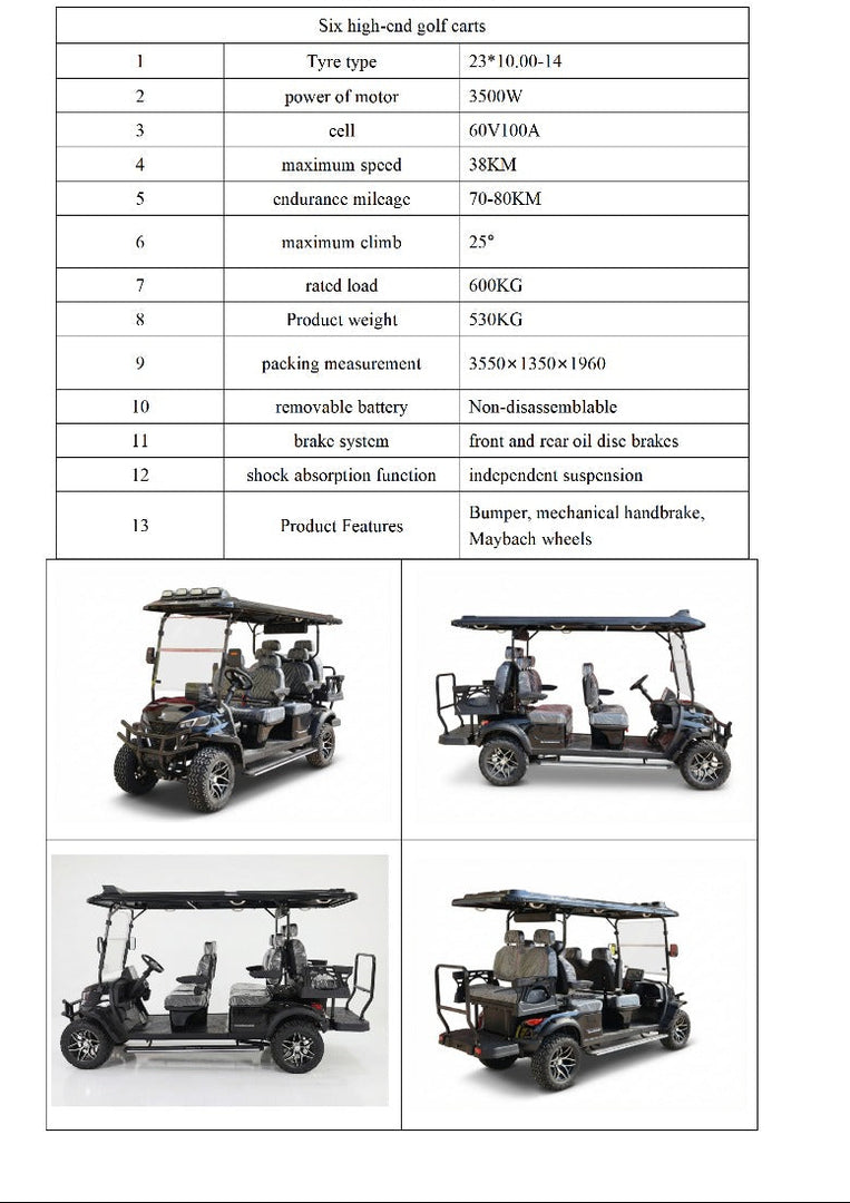High-Speed 6 Seater (4+2) Electric Golf Cart Powerful Motor & Premium Features