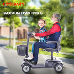 Load image into Gallery viewer, COOLBABY X-02 4 Wheel Electric Scooter Portable Electric Wheelchair Leg Scooter for Adult Seniors, Open Armrest, Swivel Seat - coolbabymalls
