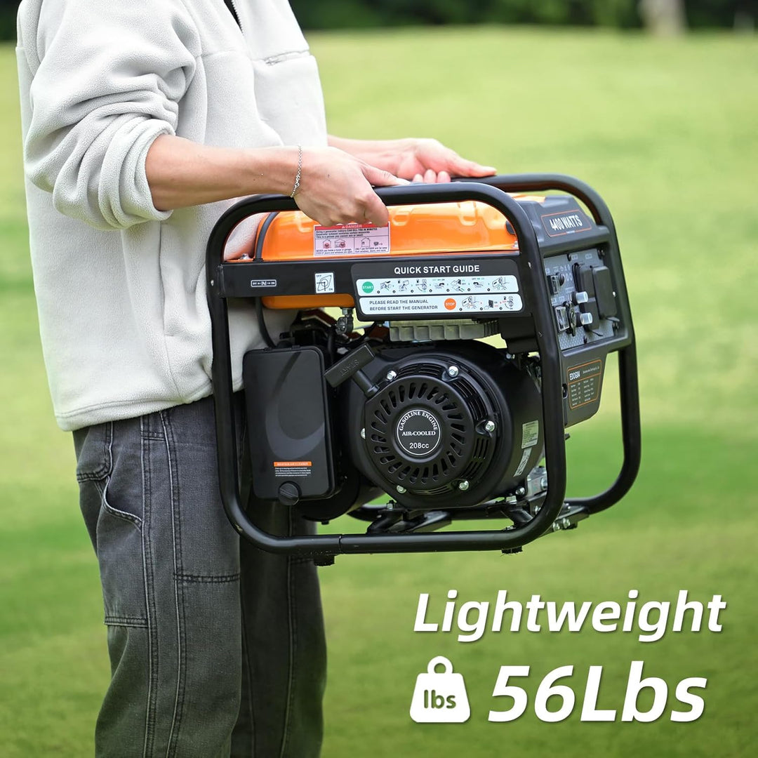 Power Equipment 4400 Watts Inverter Generator Gas Powered, Portable Open Frame Generator, Low Noise with ECO Mode, RV Ready, Emergency Home Backup