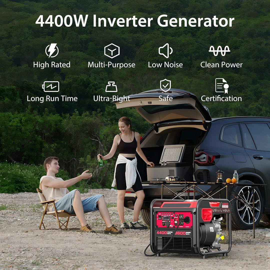 4400-Watt Dual Fuel Portable Inverter Generator, Gas Powered, CO-Sensor, Lightweight & Quiet for Home Use and Emergency Backup, Camping