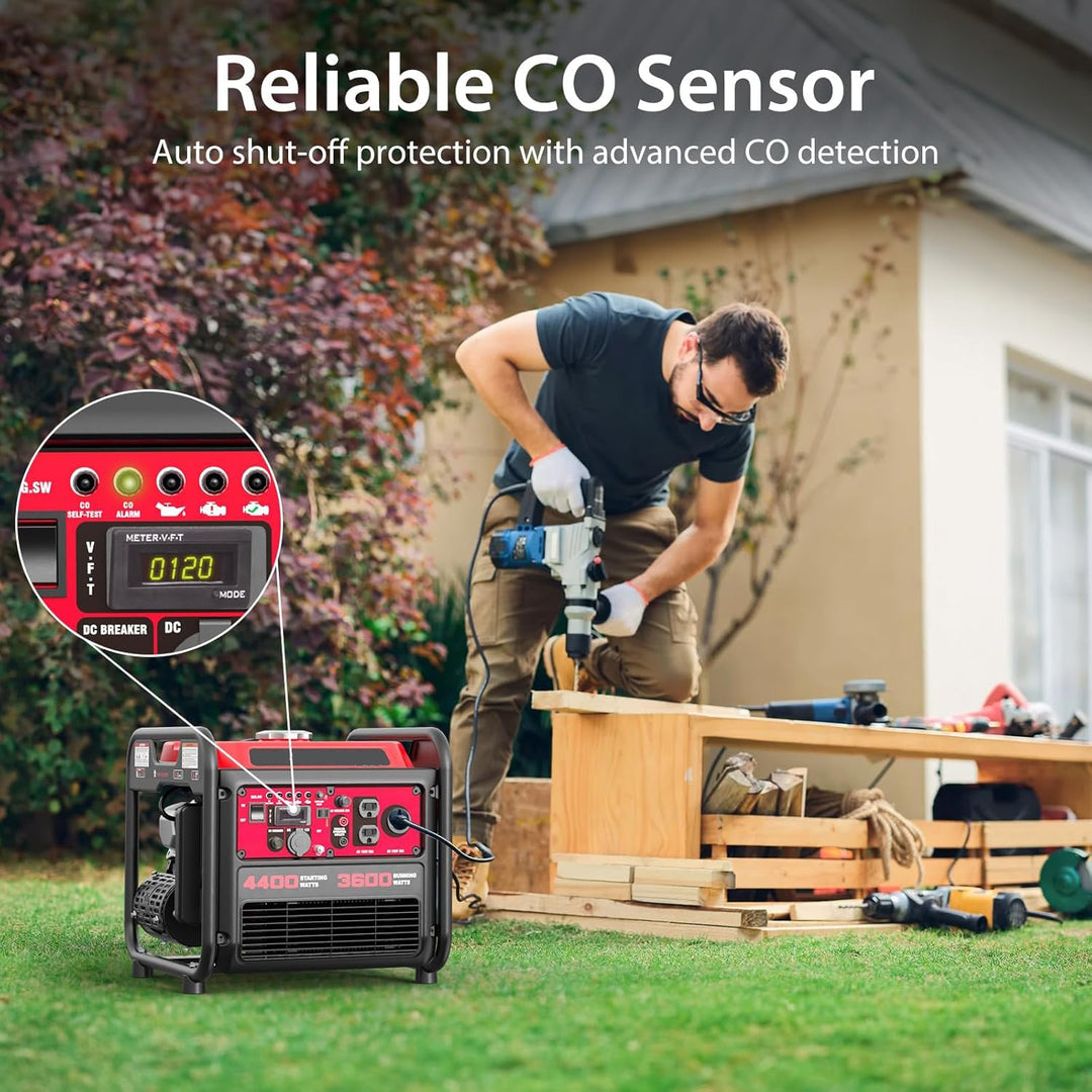 4400-Watt Dual Fuel Portable Inverter Generator, Gas Powered, CO-Sensor, Lightweight & Quiet for Home Use and Emergency Backup, Camping