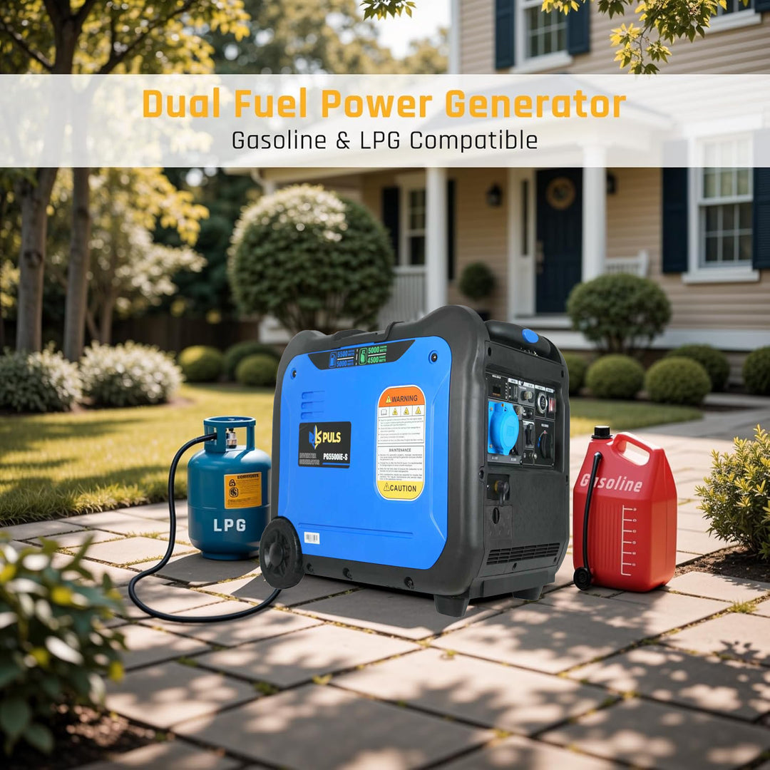 5500-Watt Dual Fuel Portable Inverter Gasoline Generator with Wheel Kit, Remote Electric Start