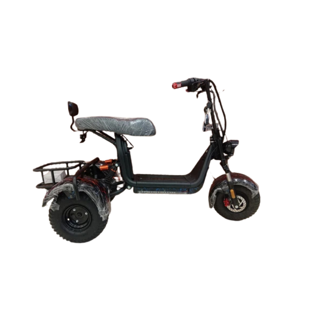 Black Electric Scooter 60V Fat Tire Three-Wheel Motorcycle