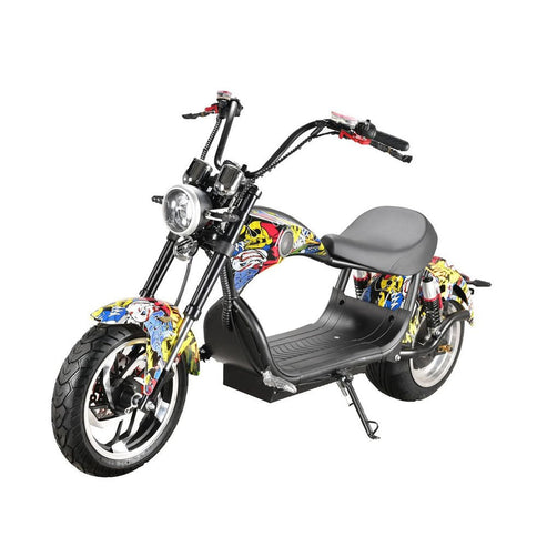 Electric Scooter With BT Speaker 65KM/H, Fat Tire Electric motorcycle | Black - COOLBABY